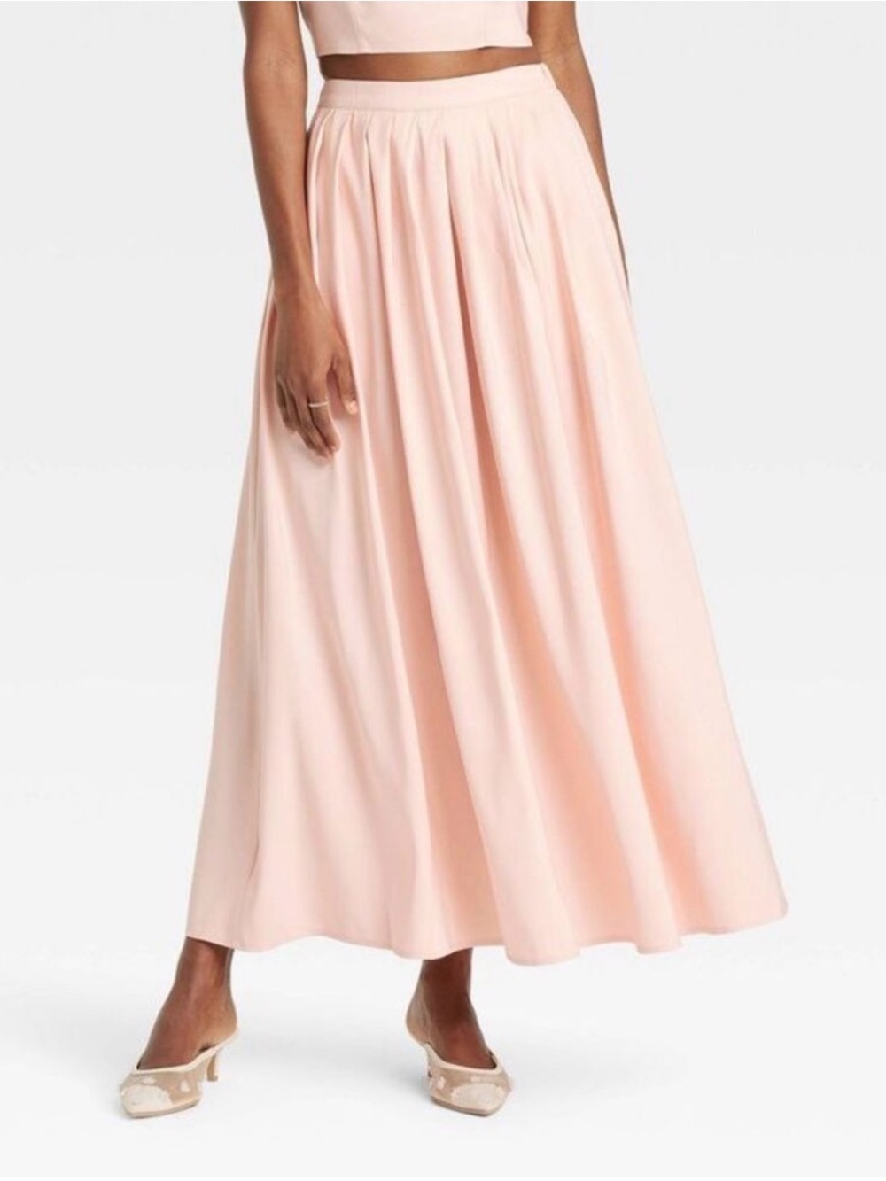 NWT: a new day Soft Pleated Maxi Skirt in Light Pink